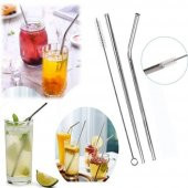 5 Parça Metal Pipet - Paslanmaz Çevre Dostu Metal Pipet Fırça Seti - 2