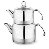 Schafer Ada Metal Çaydanlık Takımı (Orta) - 4 Parça - Ino x - 1