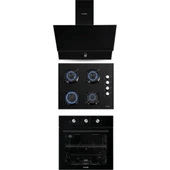 Turbo Kristal Siyah Cam Ankastre Set (DA6-830 Davlumbaz + Ko-40 Tahdf Ocak + B66-SF2 Fırın) thumbnail 1