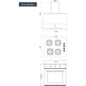 Turbo Kristal Siyah Cam Ankastre Set (DA6-830 Davlumbaz + Ko-40 Tahdf Ocak + B66-SF2 Fırın) thumbnail 3