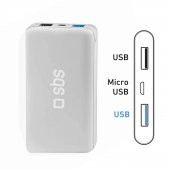 Sbs İntelligent Fast Charge 10.000mAh 2xUsbA Çıkışlı Powerbank Beyaz - 2
