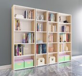 Nur Mobilya 4lü Arkalıklı Kitaplık Meşe Beyaz - 1