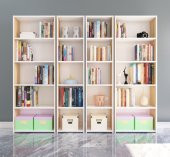 Nur Mobilya 4lü Arkalıklı Kitaplık Meşe Beyaz - 2