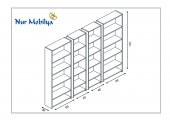 Nur Mobilya 4lü Arkalıklı Kitaplık Meşe Beyaz - 3