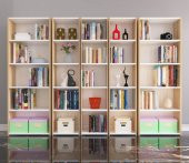 Nur Mobilya 5li Arkalıklı Kitaplık Meşe Beyaz - 1