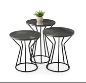 Kum Saati Metal Yuvarlak 3 lü Zigon Sehpa - 4