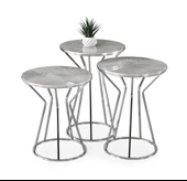 Kum Saati Metal Yuvarlak 3 lü Zigon Sehpa - 5