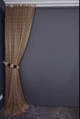 KUŞ MODEL KOYU VİZON RENK TEK KANAT Hazır dikilmiş Pileli Fon Perde 300*260 cm thumbnail 5