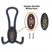 Mobilya Portmanto Vestiyer Duvar Banyo Askısı Metal Dolap Elbise Askılığı Mat Siyah Desenli - 4