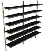 6 Katlı 2'li Market Rafı - Duvara Monte, Ekonomik Market Rafı  Siyah 30x75 cm - 2