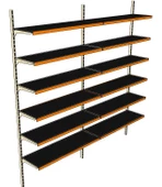 6 Katlı 2'li Market Rafı - Duvara Monte, Ekonomik Market Rafı  Siyah 30x75 cm - 3