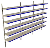 6 Katlı 3'lü Market Rafı - Duvara Monte, Ekonomik Market Rafı  Kırmızı 30x95 cm thumbnail 1