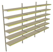 6 Katlı 3'lü Market Rafı - Duvara Monte, Ekonomik Market Rafı  Kırmızı 40x95 cm thumbnail 4