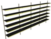 6 Katlı 4'lü Market Rafı - Duvara Monte, Ekonomik Market Rafı  Siyah 30x95 cm thumbnail 5