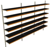 6 Katlı 3'lü Market Rafı - Duvara Monte, Ekonomik Market Rafı  Siyah 40x75 cm thumbnail 3