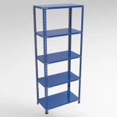 5 Katlı Mavi Renk Çelik Raf - Çiçeklik Rafı, Ofis Rafı  31x75 cm 200 cm 1.00 mm - 1