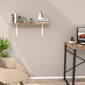 L Konsol Duvar Rafı - Duvara Monte Raf  Beyaz 20x60 cm thumbnail 2