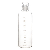 Porsima 2407 Borosilikat Cam Su Şişesi - Su İçme Saatli Dereceli Matara Suluk - Şeffaf 750 mL - 2