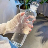 Porsima 2407 Borosilikat Cam Su Şişesi - Su İçme Saatli Dereceli Matara Suluk - Şeffaf 750 mL - 3