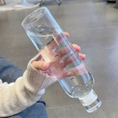 Porsima 2407 Borosilikat Cam Su Şişesi - Su İçme Saatli Dereceli Matara Suluk - Şeffaf 750 mL - 4