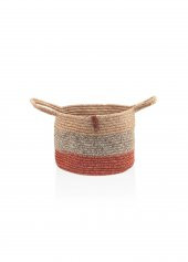 The Mia SPT0039 Jutte Kulplu Yuvarlak Sepet Bambu Kiremit 25x20 CM - 2