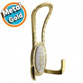 Dolap Portmanto Vestiyer Duvar Banyo Askısı Metal Dolap Elbise Askılığı Gold Beyaz Desenli - 1