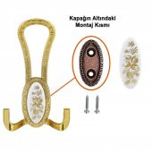 Dolap Portmanto Vestiyer Duvar Banyo Askısı Metal Dolap Elbise Askılığı Gold Beyaz Desenli - 4