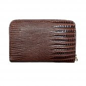 Dokulu Kahverengi Deri  Kadın  Kartlık & Cüzdan - 2