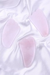Pembe Kuvars Doğal Taş Gua Sha Yüz Masaj Taşı - 2
