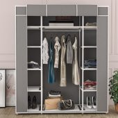 BYDAMAT Bez Dolap Plastik Profilli 12 Raf + 60cm Askı Portatif Dolap - 1