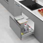 Starax Çöp Kovası Çekmece İçi Taşıyıcılı Sepetli 12+12+1+1+1Lt Gri - 2