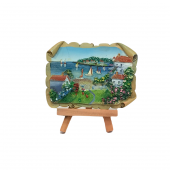 Polyester 3D kabartma deniz manzara temalı masa üstü standlı tablo 7X10 Cm - 1