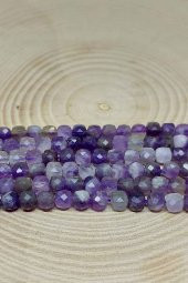 Ametist Taşı Küp Şekilli Dizi 4mm thumbnail 1