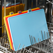 1076 3 Bıçaklı Antrasit-Beyaz Standlı Çoklu Kesme Tahtası Seti - Plastik Kırmızı Et Balık Sebze Beyaz Et - 5