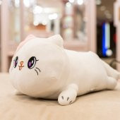 50 cm Beyaz / Pembe Kedi Peluş Oyuncak - 2