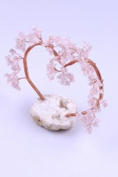 Pembe Kuvars Doğal Taş Kalp Model Ağaç - 2
