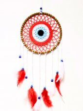Nazar Boncuğu Motifli Düş Kapanı El Yapımı Kırmızı Duvar Süsü thumbnail 1