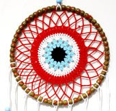 Nazar Boncuğu Motifli Düş Kapanı El Yapımı Kırmızı Duvar Süsü thumbnail 3