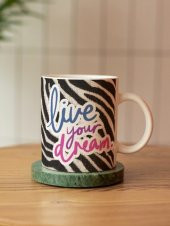 Live Your Dream Yazılı Zebra Motivasyon Özel Tasarım Baskılı Kupa Bardak Hediye Çay-Kahve Bardağı - 1