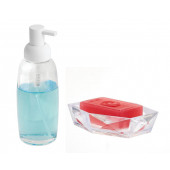 ZBOSP-C404 BAYAZ POMPALI CAM SIVI SABUNLUK VE SABUNLUK 2 Lİ BANYO SETİ thumbnail 1