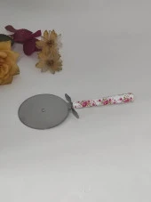 Paslanmaz Çelik Zarif Çiçek Desenli Lüx Metal Hamur Kesici Hamur Pizza Kesici - 3