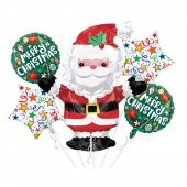 Yılbaşı Yeniyıl Dekorasyonu Helyuma Uyumlu Noel Baba Santa Folyo Balon Seti 5 Parça - 1