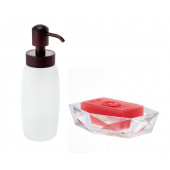 ZBOSP-C408 BUZ DESENLİ CAM SIVI SABUNLUK VE AKRİLİK SABUNLUK 2 Lİ BANYO SETİ - 3
