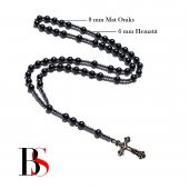 Mat Oniks & Hematit Doğal Taş Erkek Haç Kolye - 2