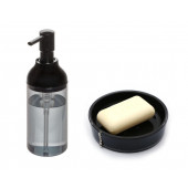 ZBOSP-C410 FÜME SİYAH AKRİLİK SIVI SABUNLUK VE SİYAH TAŞLI SABUNLUK 2 Lİ BANYO SETİ thumbnail 1