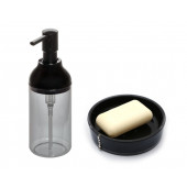 ZBOSP-C410 FÜME SİYAH AKRİLİK SIVI SABUNLUK VE SİYAH TAŞLI SABUNLUK 2 Lİ BANYO SETİ thumbnail 3