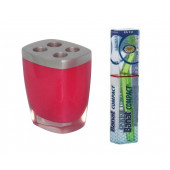 SIA2025 GRİ PEMBE POLİRESİN DİŞ FIRÇALIK VE 1 ADET DİŞ FIRÇASI 8X4X11CM - 2