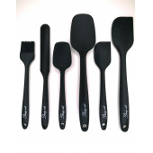 Shop-set Isıya Dayanıklı Yanmaz Yapışmaz Silikon Spatula Seti 6 Parça SİYAH - 1