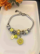 Aksesuar Çarşısı Sarı Papatya Charm Bileklik thumbnail 2