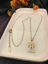 Aksesuar Çarşısı Sedefli H Harfi Kolye Gold thumbnail 2
